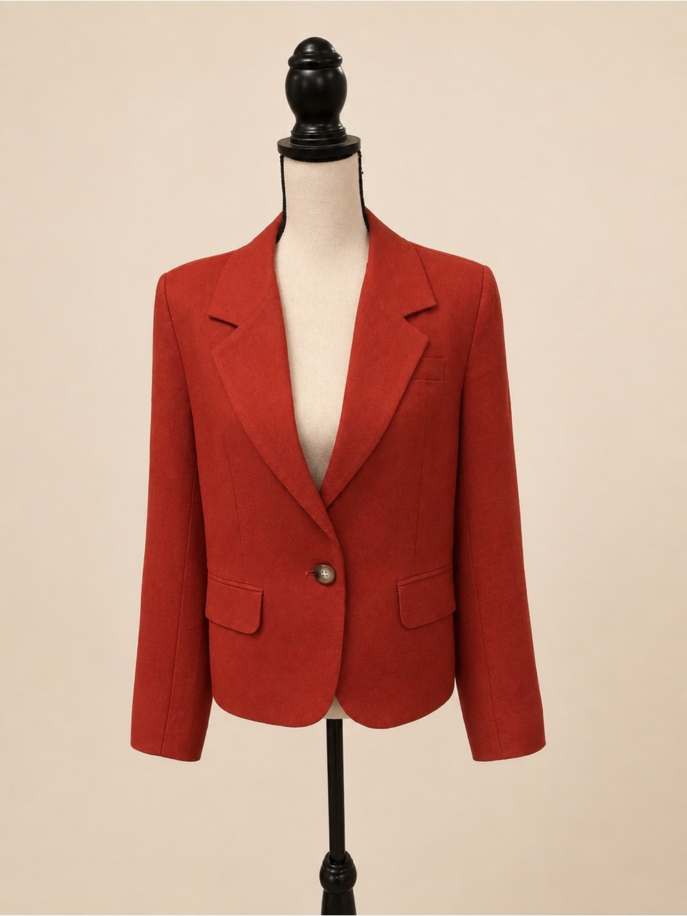 For Cynthia Women’s 100% Linen Blazer Size M Rust Red Tailored Jacket